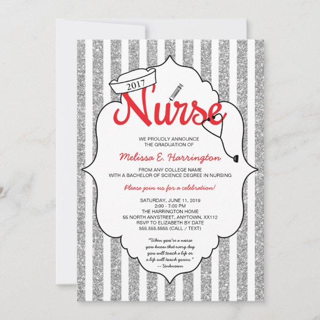 Nurse pinning, sjuksköterska party, RN studenten R Inbjudningar (Framsida)