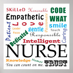 NURSE Poster Art ORD BESKRIVER NURSES RN