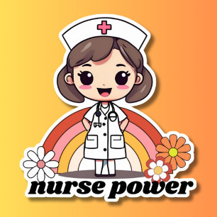 Nurse Power Retro Nurse och Rainbow Watersecure Klistermärken