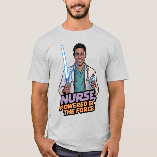 Nurse Powered by the Force  T Shirt (Framsida)
