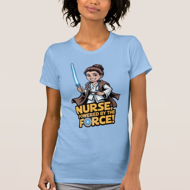 Nurse Powered by the Force  T Shirt (Framsida)