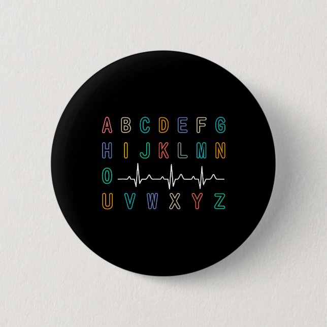 Nurse Pqrst Test Abc's Ekg Strip Alphabet Funny Nu Knapp (Framsida)