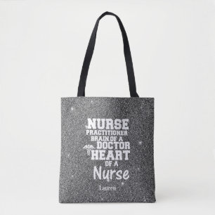 Nurse Practister Glitter Funny Tote Tygkasse