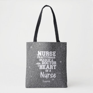 Nurse Practister Glitter Funny Tote Tygkasse