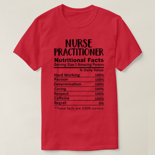 Nurse Practister Nutrition Facts Lustig T Shirt (Design framsida)