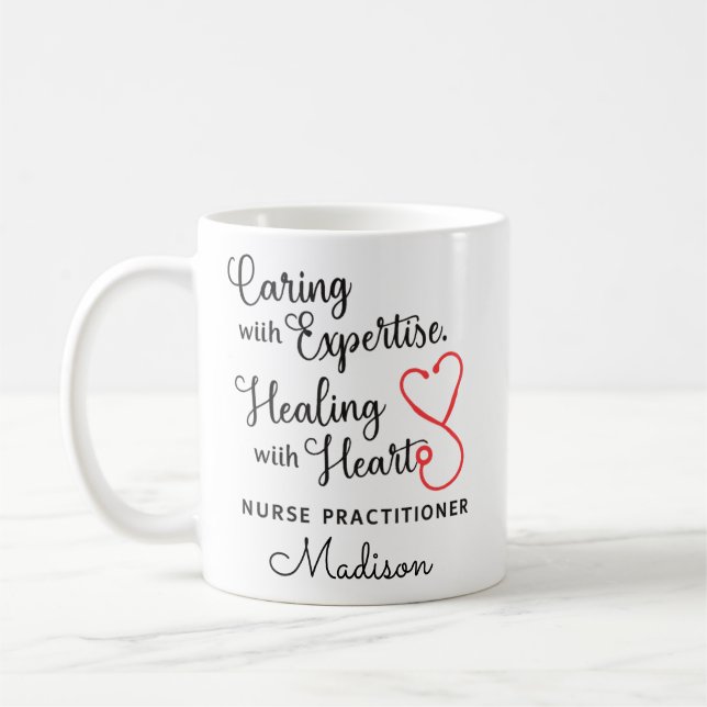 Nurse Practitioner Heart Cup, NP Appreciation, Nur Kaffemugg (Vänster)