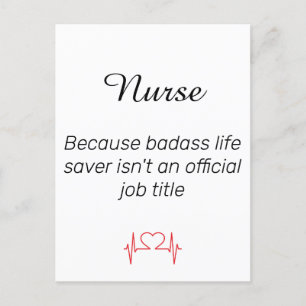 Nurse Proud Hero Job Nursing Quote Helg Vykort