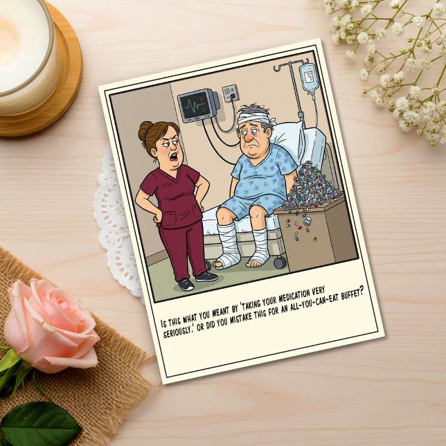 Nurse Questions Patient's Medication Use Get Well Vykort (Skapare uppladdad)