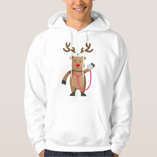 NURSE REINDEER Funny Kute Julkonst Nursin Hoodie