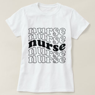 Nurse - Retro Font Stil (Svartvitt) T Shirt