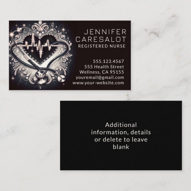 Nurse RN, LVN, LPN, Caretaker-Affärskort Visitkort (Fram/baksida)