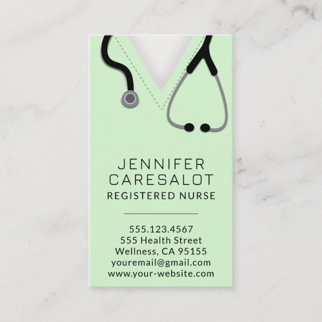 Nurse RN, LVN, LPN, Caretaker-Affärskort Visitkort (Framsida)
