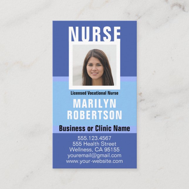 Nurse RN, LVN, LPN, Caretaker-Affärskort Visitkort (Framsida)