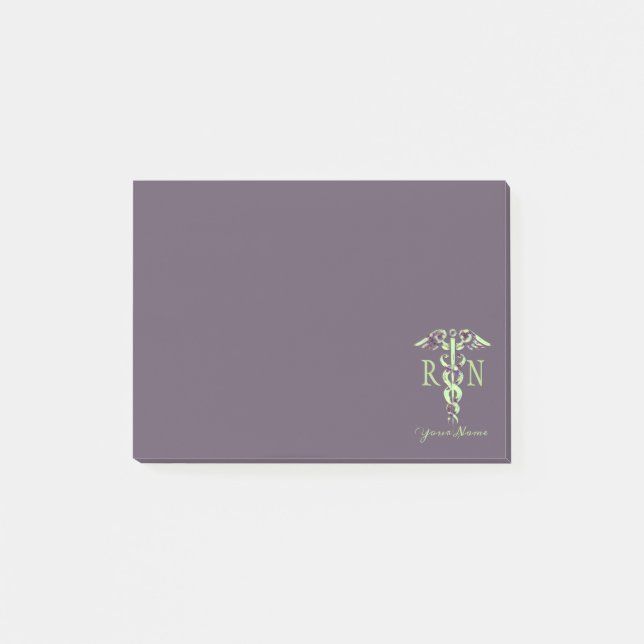 Nurse RN Personlig Namn Lila Marble Post-it N Block (Framsida)