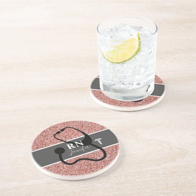 Nurse RN Ro Guld Glitter Personlig Underlägg (Sidan)