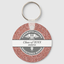 Nurse RN Student Rosa Glitter Personlig