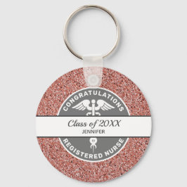 Nurse RN Student Rosa Glitter Personlig Nyckelring