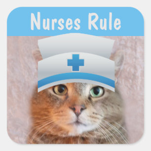Nurse Rupie Cat Fyrkantigt Klistermärke