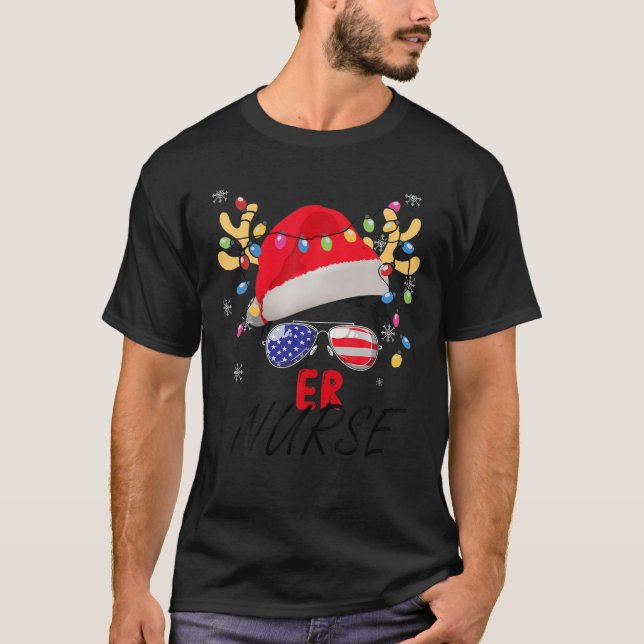 NURSE Santa Messy Bun-familjens jul T Shirt (Framsida)