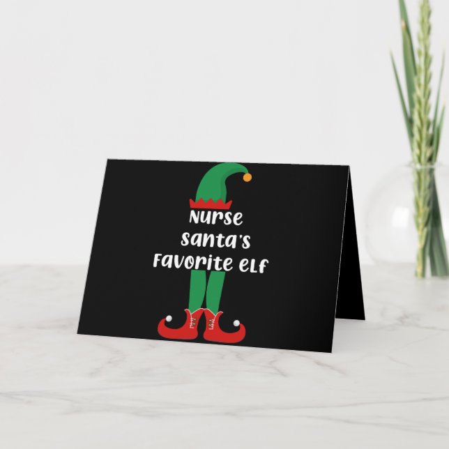 Nurse Santa's Favorite Elf Funny Nurse Christmas Kort (Framsida)