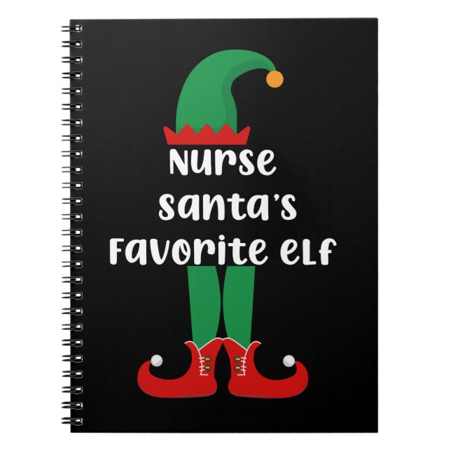 Nurse Santa's Favorite Elf Funny Nurse-jul Anteckningsbok (Framsidan)