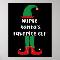 Nurse Santa's Favorite Elf Funny Nurse-jul