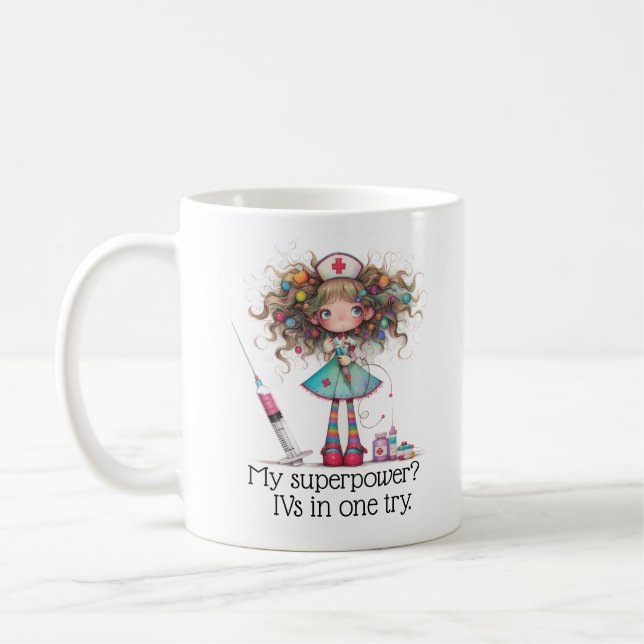 Nurse sayings- My superpower Mug Kaffemugg (Vänster)