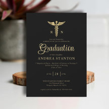 Nurse School Studenten Guld Caduceum Modern Black
