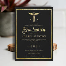 Nurse School Studenten Guld Ram Caduceum Black