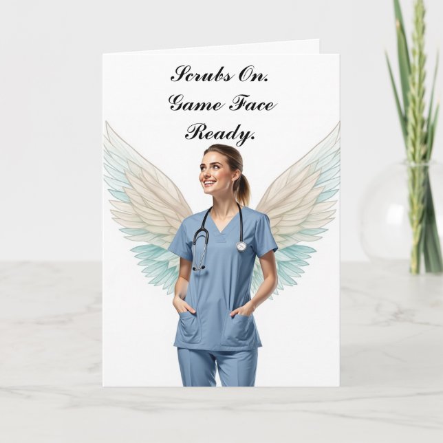 Nurse Scrubs On Card Helgkort (Framsida)