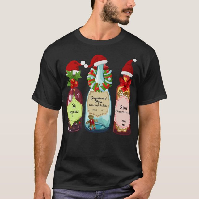 Nurse Shirt, Pepparkaksgubbe Träd Star Santa Hat T Shirt (Framsida)