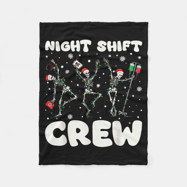 Nurse Skeleton Dancing Christmas Night Shift Crew  Fleecefilt (Framsidan)