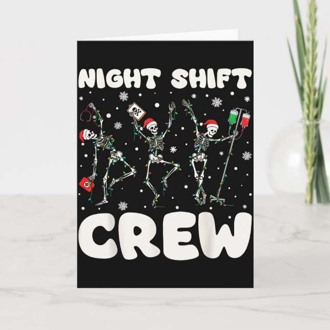 Nurse Skeleton Dancing Christmas Night Shift Crew  Kort (Framsida)