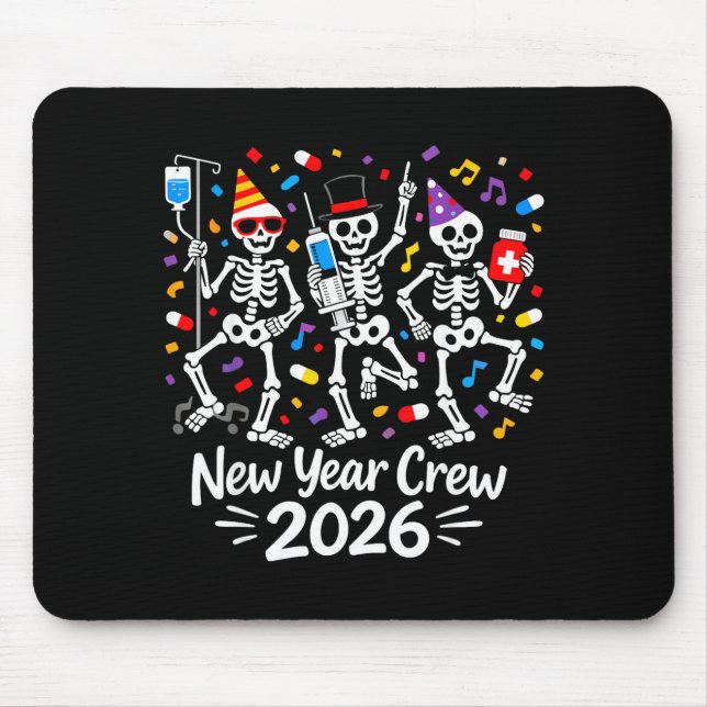 Nurse Skeleton New Year Crew 2026 Funny Er Icu Par Musmatta (Framsidan)