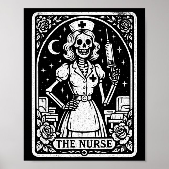 Nurse Skeleton Tarot Card Funny Näringsstöd Rn Lpn Poster (Framsidan)