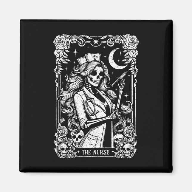 Nurse Skeleton Tarot Card Funny sjuksköterskesjuks Magnet (Framsidan)