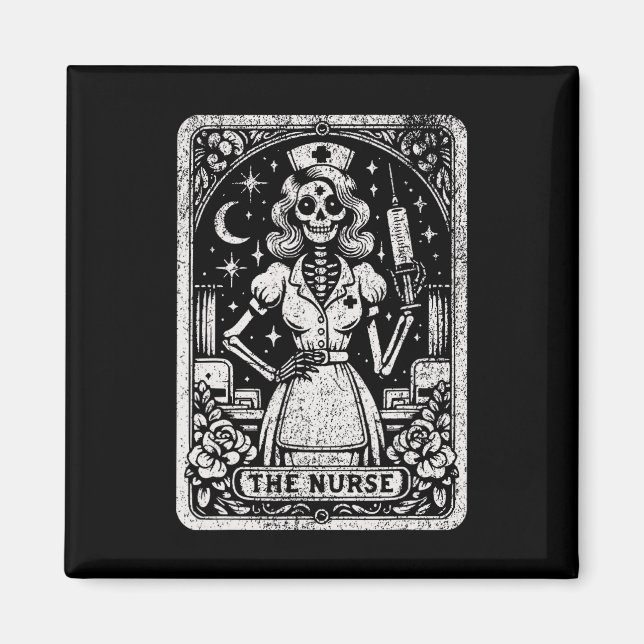 Nurse Skeleton Tarot Card Funny sjuksköterskesjuks Magnet (Framsidan)
