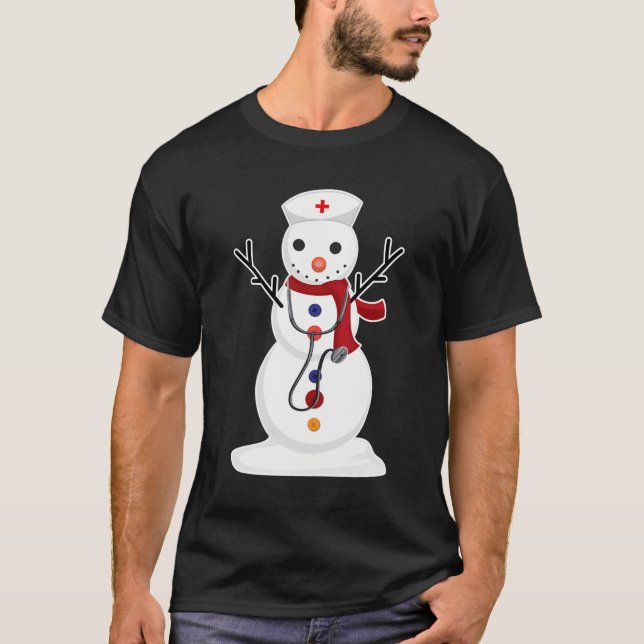 Nurse Snö-Man Nursing Rn Registed Funny Christm T Shirt (Framsida)