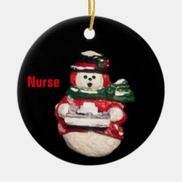 NURSE SNÖGUBBE COLLECTOR CHRISTMAS JULGRANSPRYDNAD KERAMIK
