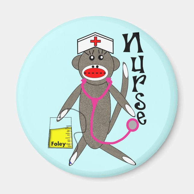 Nurse Sock monkey Gifts Magnet (Framsidan)