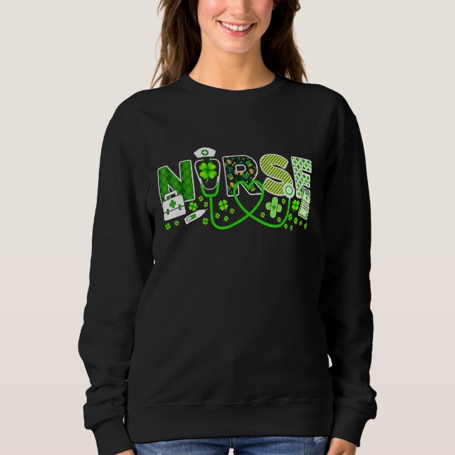 Nurse St patrick's day Lucky Nurse Shamrock Kärlek T Shirt (Framsida)