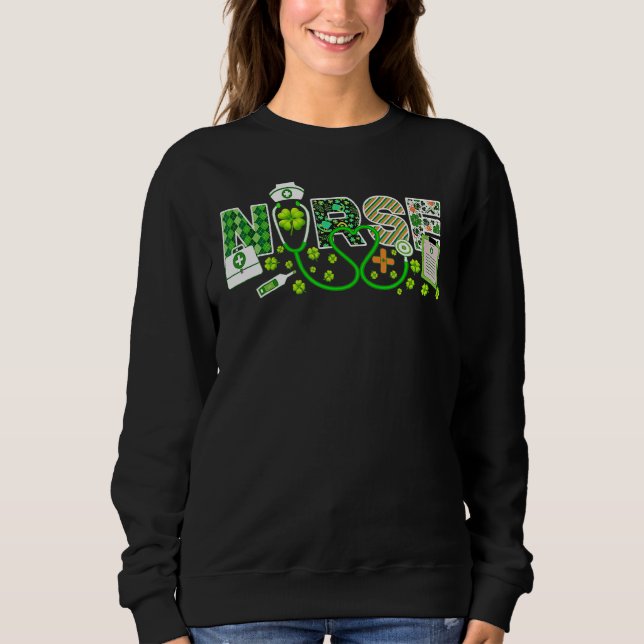 Nurse St patrick's day Lucky Nurse Shamrock Kärlek T Shirt (Framsida)