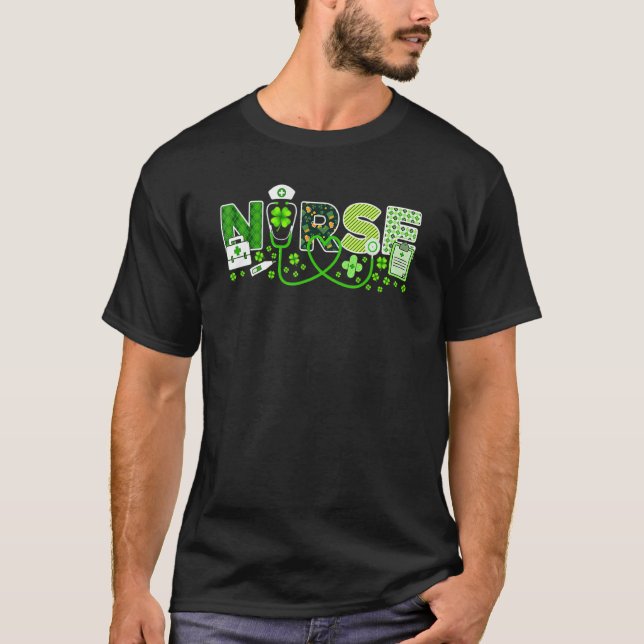 Nurse St Patrick's Day Lucky Nurse Shamrock Love N T Shirt (Framsida)