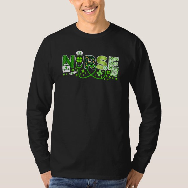 Nurse St Patrick's Day Lucky Nurse Shamrock Love N T Shirt (Framsida)
