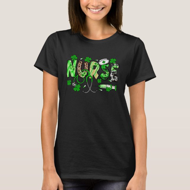 Nurse St Patrick's Day Nurse Nurse Lucky T Shirt (Framsida)