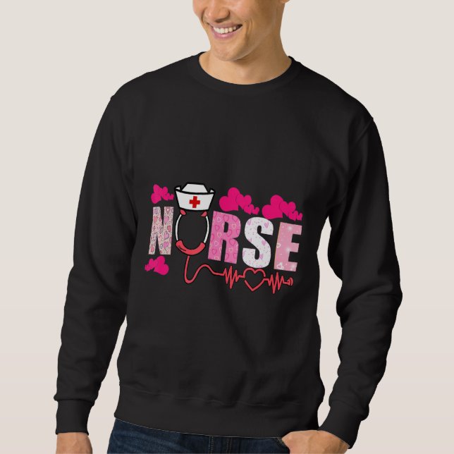 Nurse Stethoscope Cute Kärlek Lång Ärmad Tröja (Framsida)