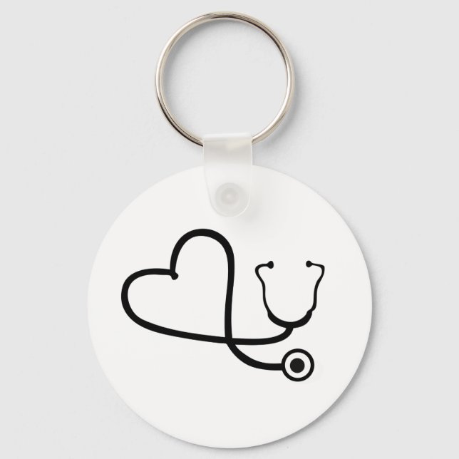 Nurse Stethoscope Heart Nyckelring (Framsida)