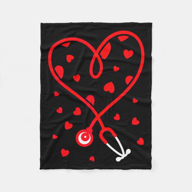 Nurse Stethoscope Heart Valentine's Day Nursing  Fleecefilt (Framsidan)