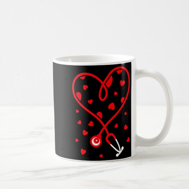 Nurse Stethoscope Heart Valentine's Day Nursing  Kaffemugg (Höger)