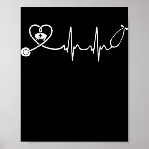 Nurse Stethoscope Heartslag Funny Nursing Älskare Poster